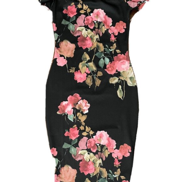 SHEIN Dresses & Skirts - New dress floral open shoulder slim bodycon black S strapless